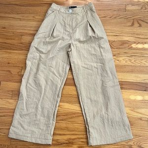 Tan high waisted wide leg textured ASOS pants